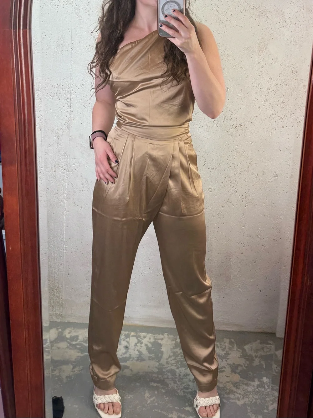 MARBLE Bronze Satin SET Top and Pleated Trouser Pants NEW Size Small